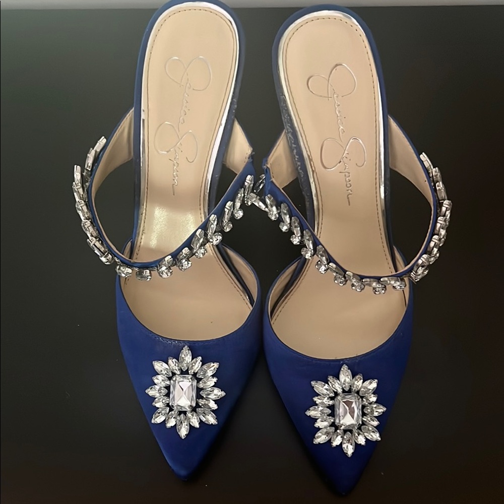 Jessica Simpson Blue Crystal Embellished Heels